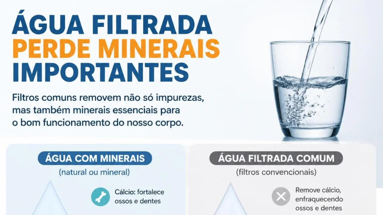 Água filtrada perde minerais importantes