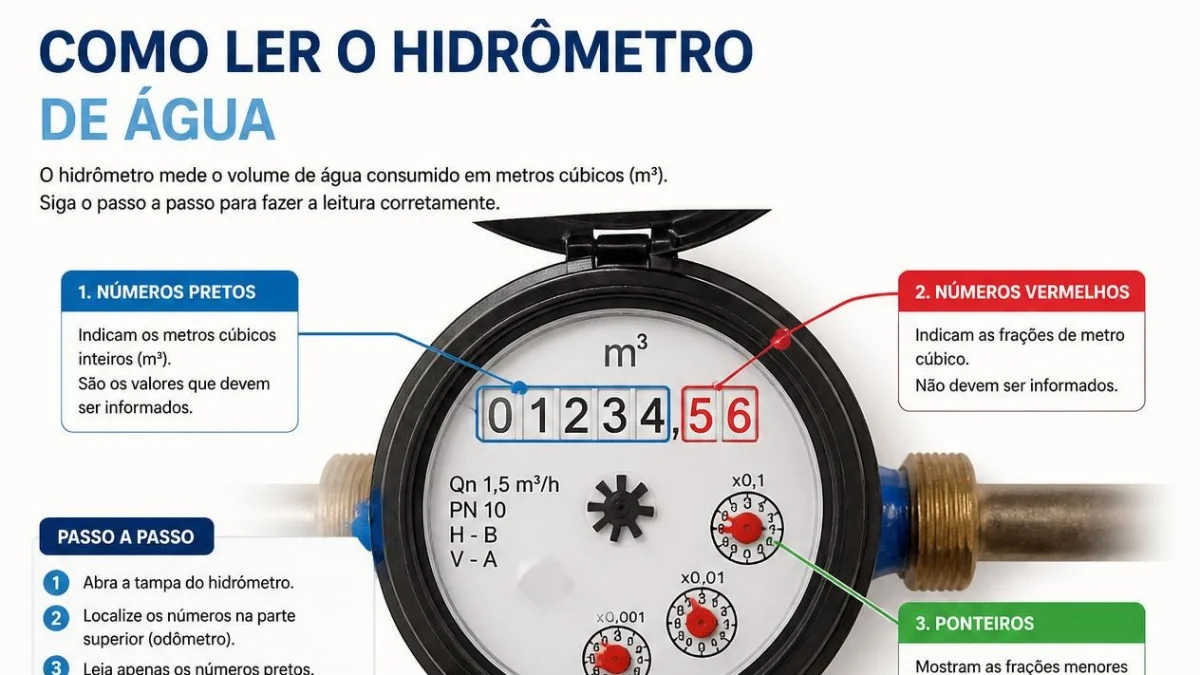 Como ler o hidrômetro de água: guia prático para controlar seu consumo e economizar