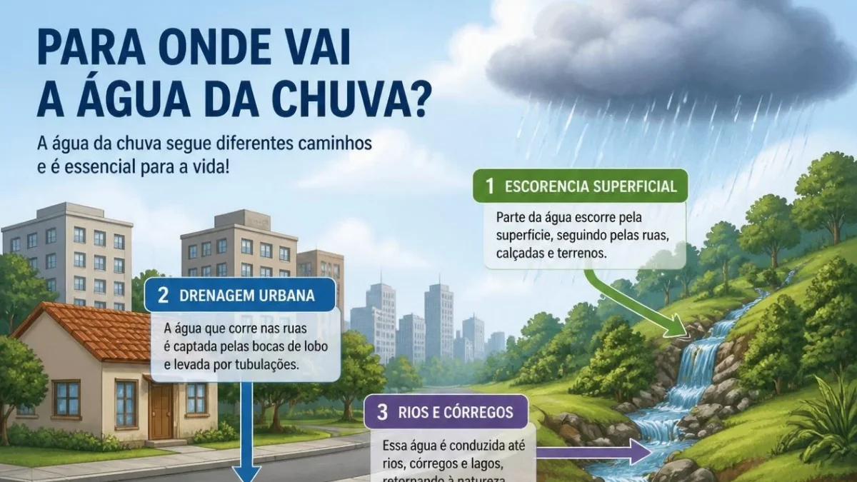 Para onde vai a água da chuva? O percurso natural, urbano e como reaproveitar em casa