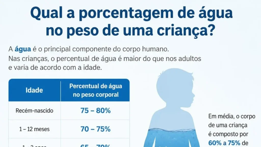 Qual a porcentagem de água no peso de uma criança? Entenda os números e a importância da hidratação infantil