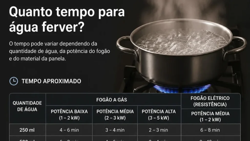 Quanto tempo para água ferver?