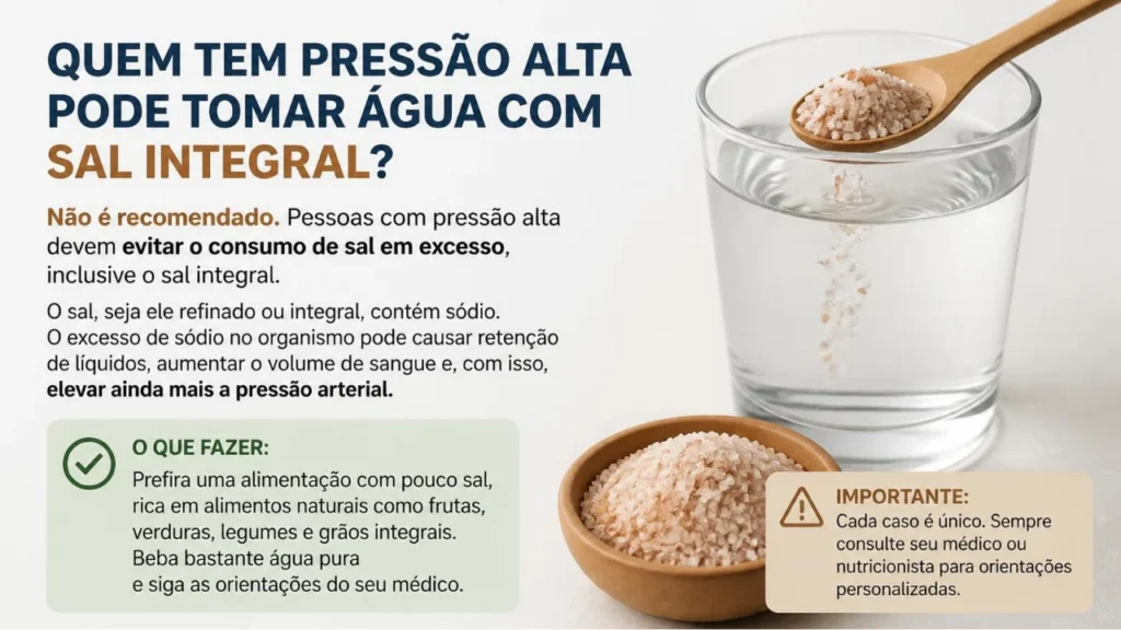 Quem tem pressão alta pode tomar água com sal integral?